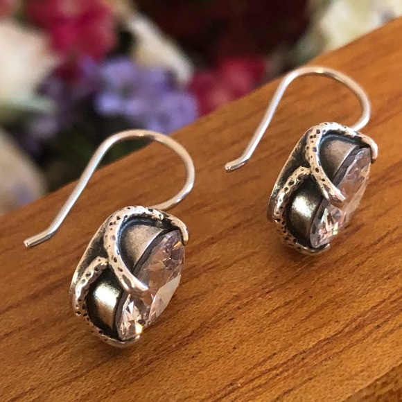 Vintage Silpada Sterling Silver Cubic Zirconia Center Stage Earrings W1863 - Picture 9 of 16